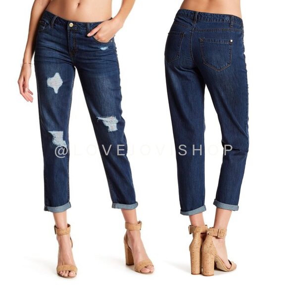 NWT! Kensie Distressed Girlfriend Fit Jeans | Relaxed Boyfriend Style - Picture 1 of 7
